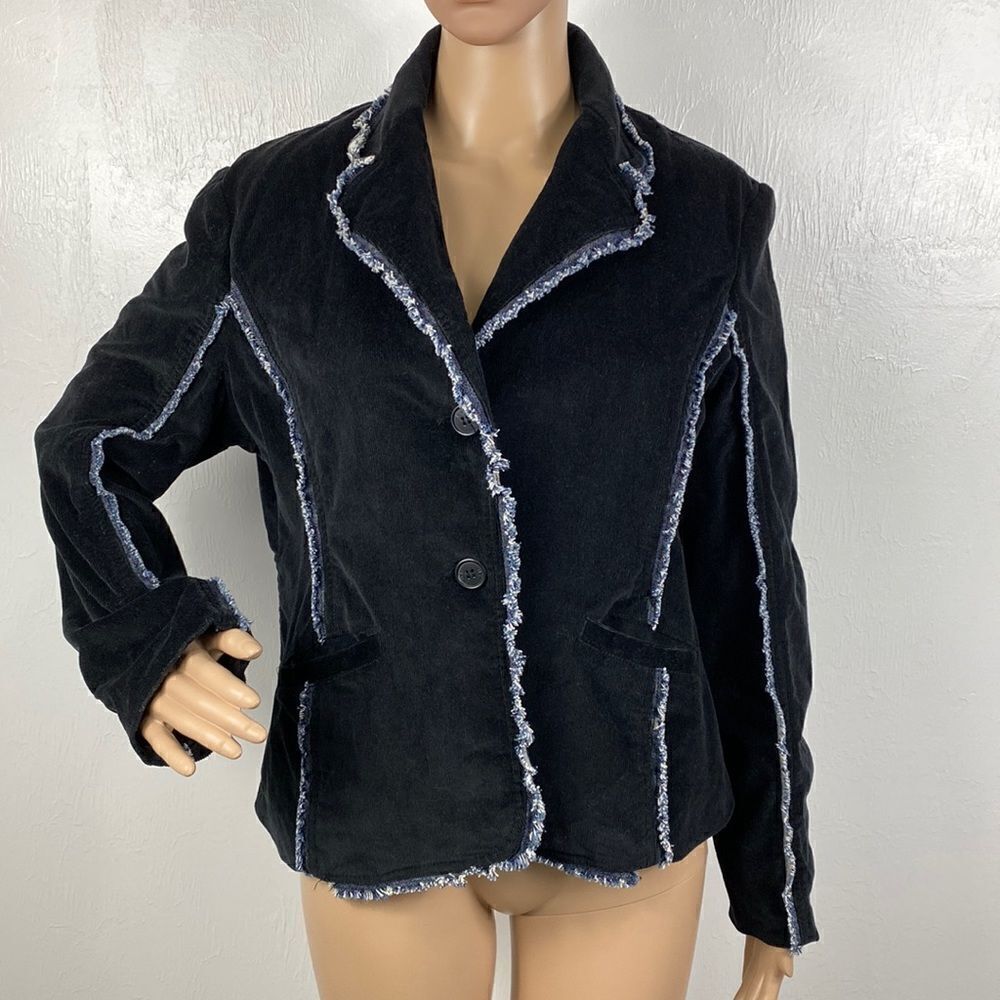 ❤️Last Chance Luii black cotton blend corduroy contrast blazer jacket size L